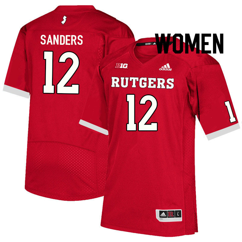 Women #12 Brandon Sanders Rutgers Scarlet Knights College Football Jerseys Sale-Scarlet